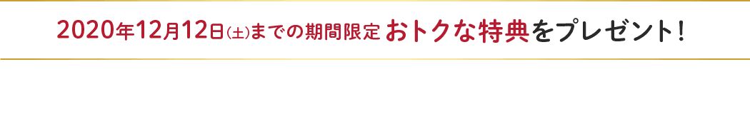 12/12(土)までの期間限定 おトクな特典をプレゼント!