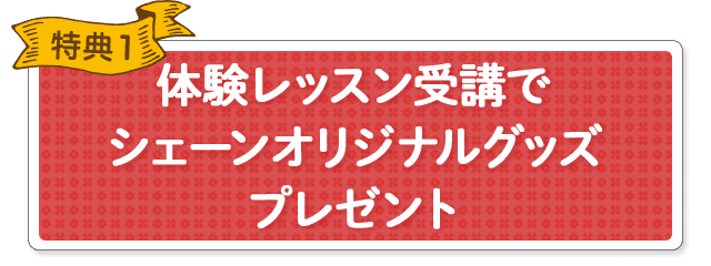 特典1 体験レッスン受講でシェーンオリジナルグッズプレゼント