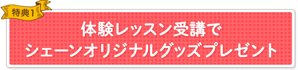特典1 体験レッスン受講でシェーンオリジナルグッズプレゼント