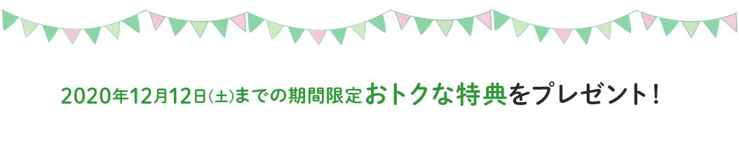 12/12(土)までの期間限定 おトクな特典をプレゼント!