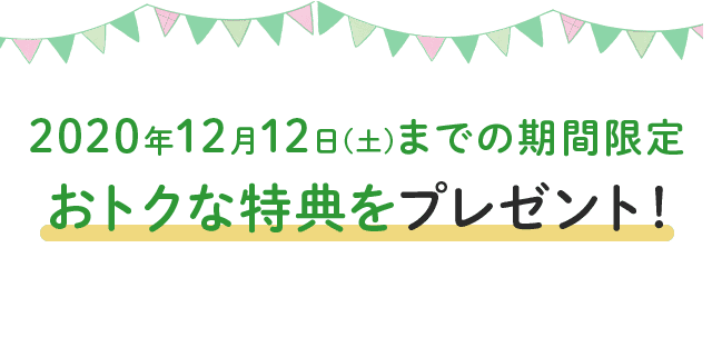 12/12(土)までの期間限定 おトクな特典をプレゼント!
